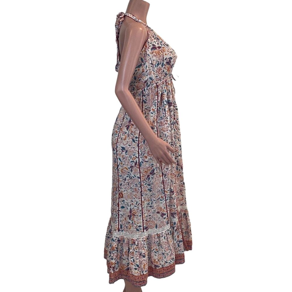 Poupette St Barth Carine Maxi Dress S Floral Halter Tiered Pockets Cottagecore - Picture 5 of 16